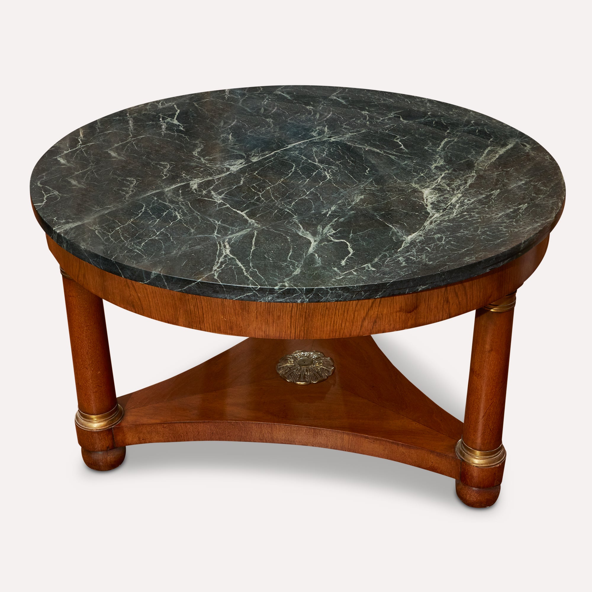empire Mahogany and Marble side table with brass fittings. tripod style 